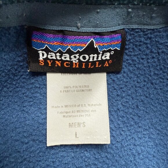 Patagonia Synchilla Marsupial Fleece 1/2 Zip Pullover Men L Blue 25737 - Picture 5 of 13